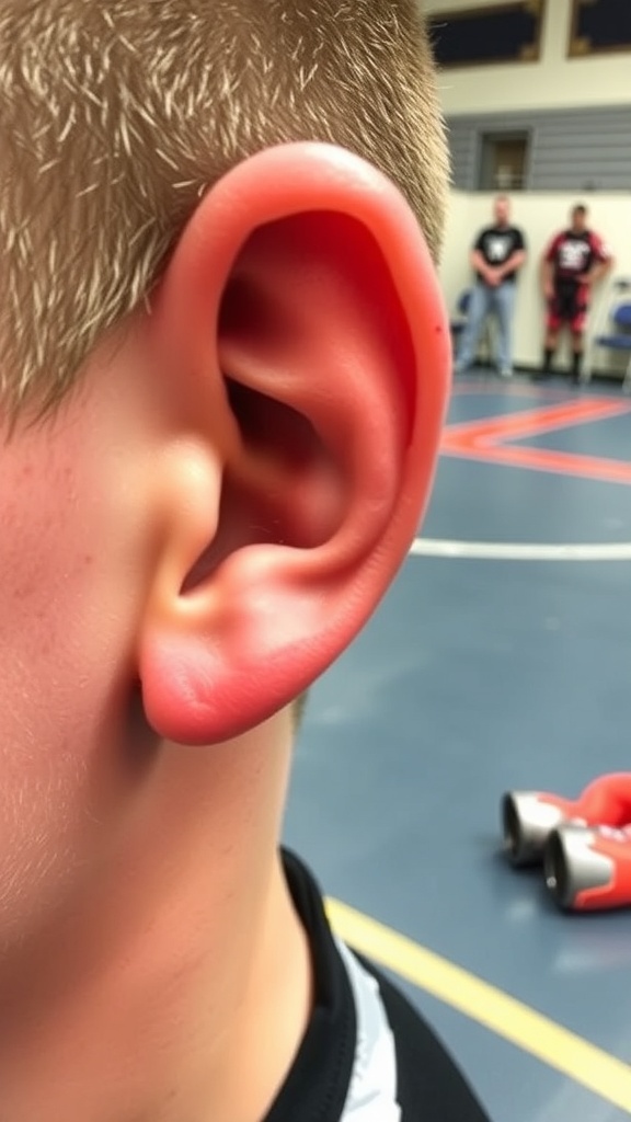Close-up of a wrestler